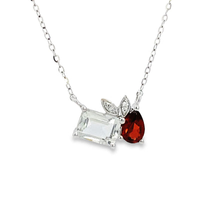Luvente | Two-Stone Garnet and White Topaz Diamond Necklace