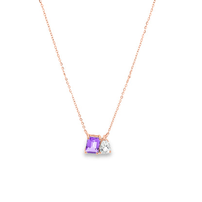 Luvente | Two-Stone Amethyst and White Topaz Necklace