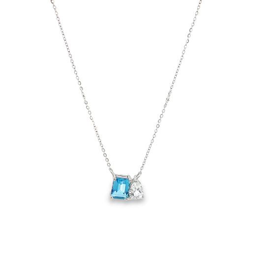 Luvente | Two-Stone Blue and White Topaz Necklace