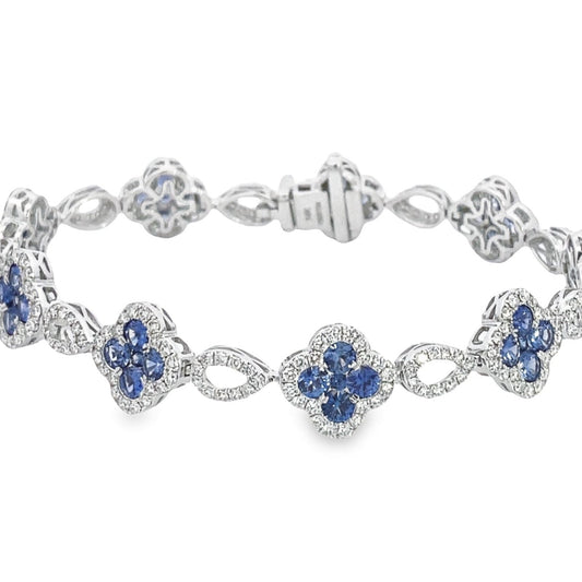 Diamond and Sapphire Clover Bracelet