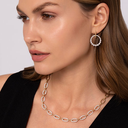 14K White-Yellow Gold Bujukan Diamond Circle Huggies