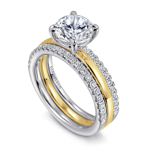 14K White and Yellow Gold Diamond Engagement Ring – Contemporary Collection (.50 CTW)