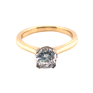 14K Yellow Gold Round Diamond Engagement Ring