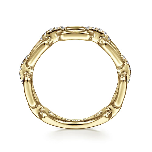 Gabriel & Co | 14K Yellow Gold Chain Link Stackable Ring Band with Diamond Connectors