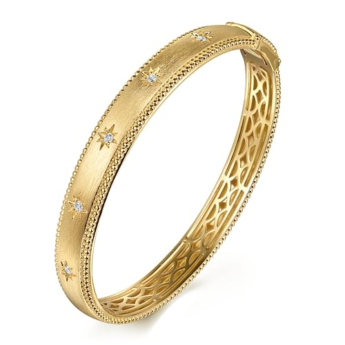 14K Yellow Gold Bujukan Diamond Bangle
