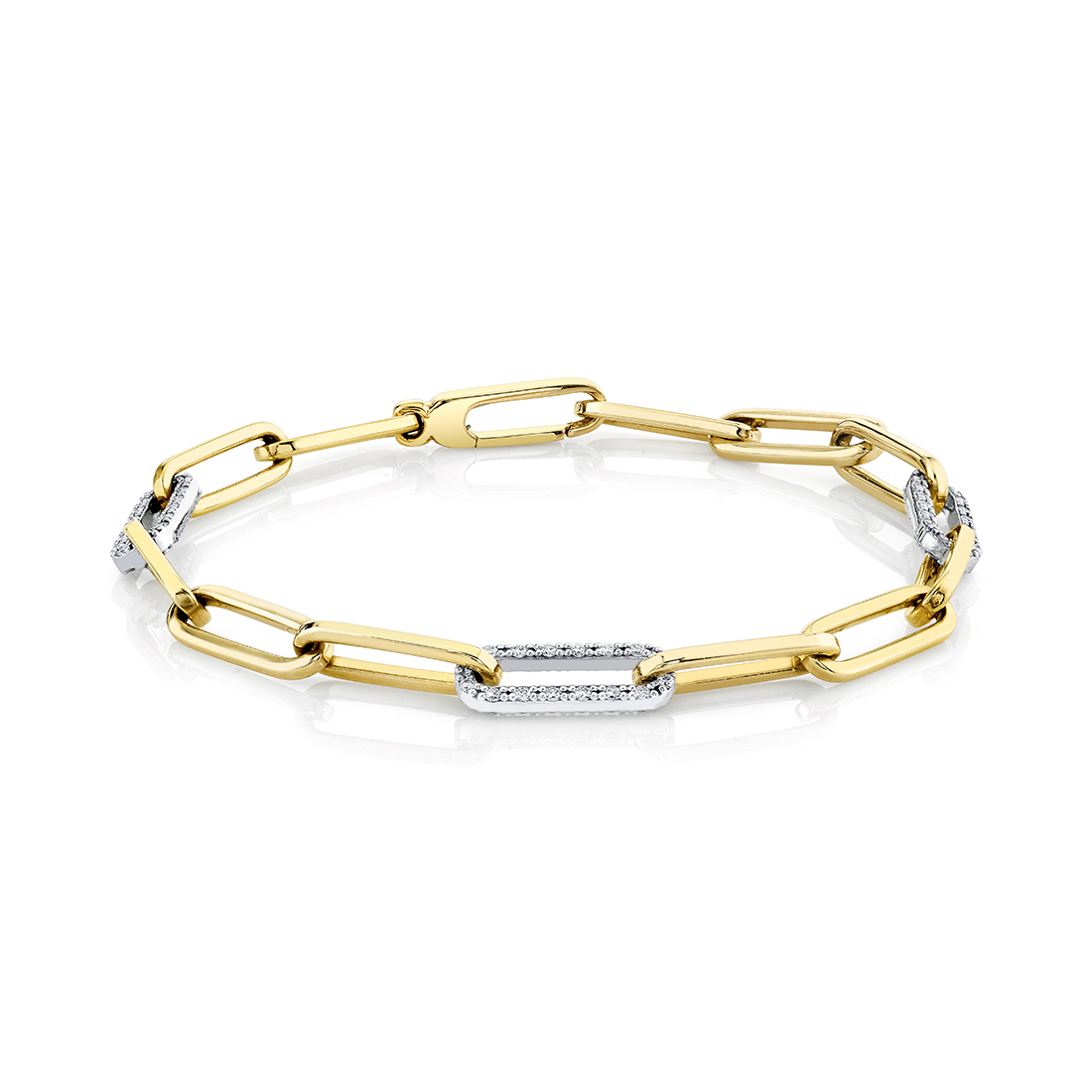 14K Diamond Paperclip Bracelet