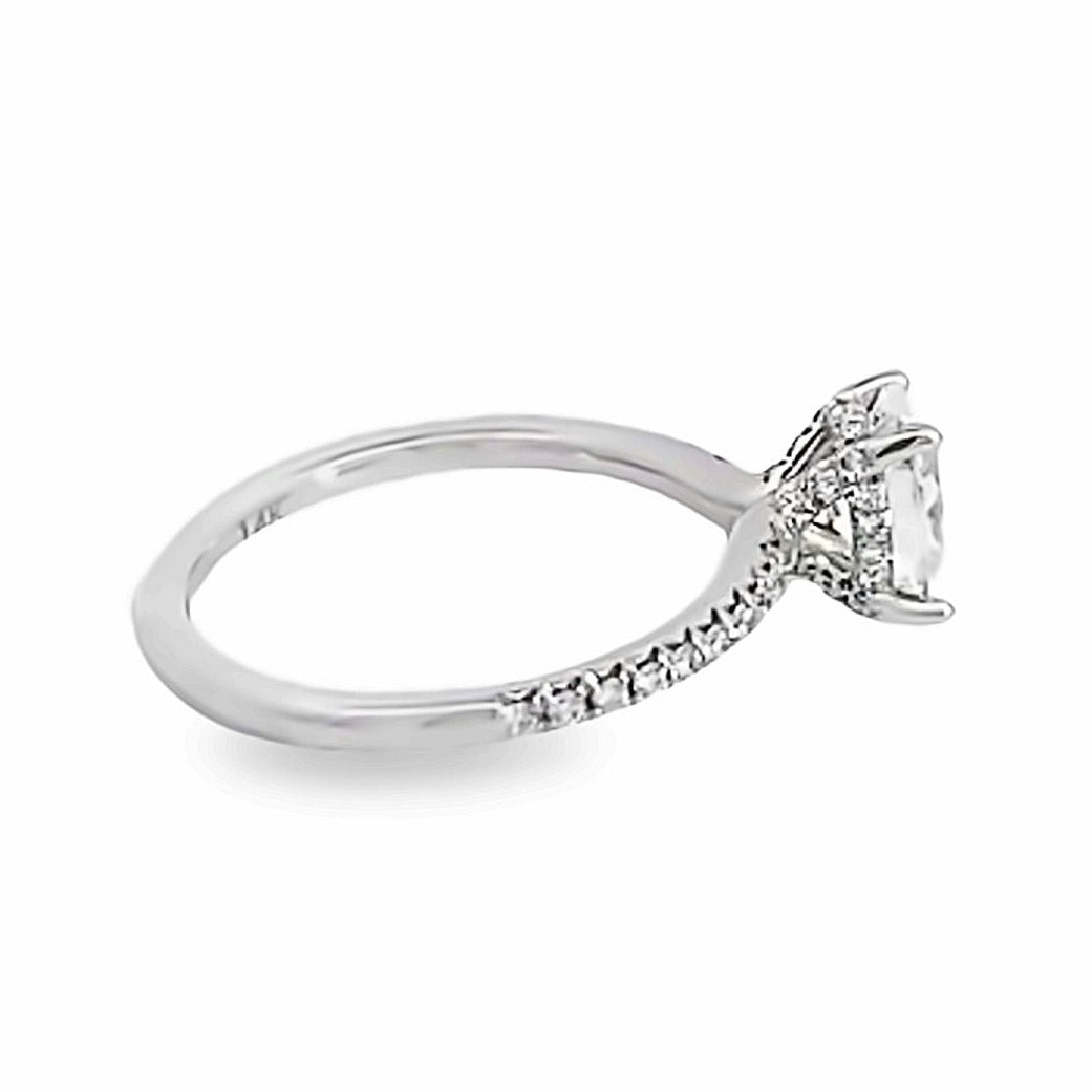 14K White Gold Oval Cut Diamond Engagement Ring