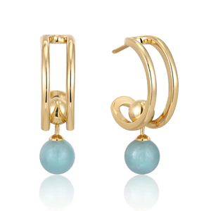 Ania Haie | Gold Orb Amazonite Stud Mini Hoop Earrings