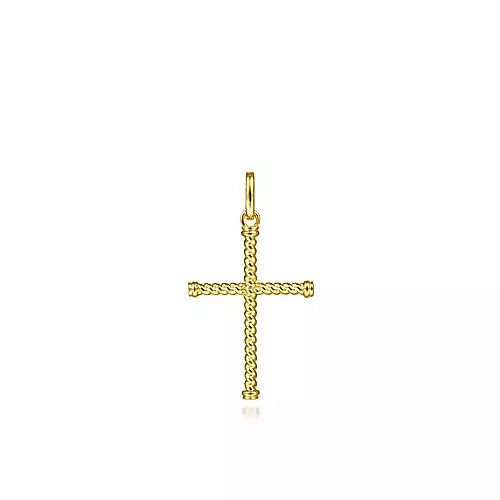 Gabriel & Co | 14K Yellow Gold Twisted Rope Cross Pendant