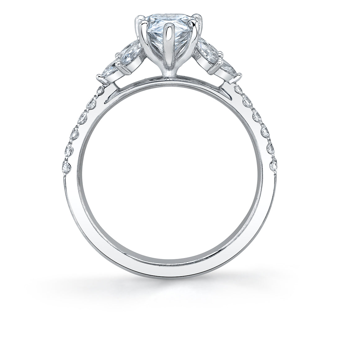 14K White Gold Pear Diamond Engagement Ring - 0.54 Carats