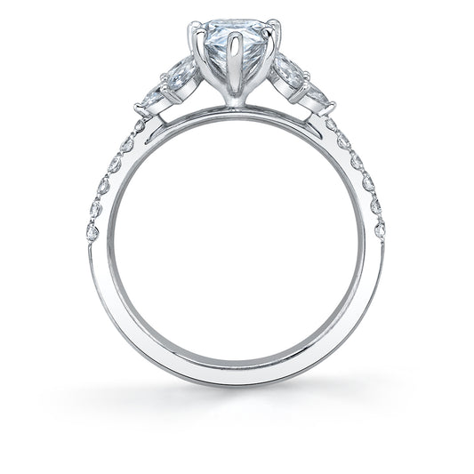14K White Gold Pear Diamond Engagement Ring - 0.54 Carats