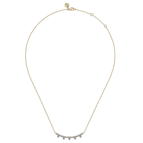 14K Yellow Gold Bujukan Bar Necklace with Diamond Trio Stations