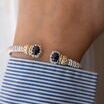 14K Yellow Gold and Sterling Silver Diamond Bangle Bracelet