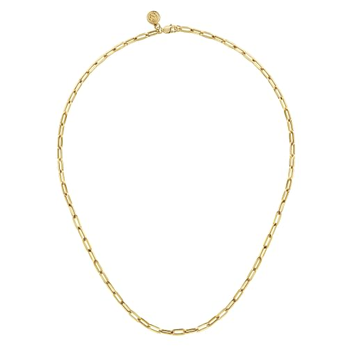 14K Yellow Gold Hollow Paper Clip Chain Necklace