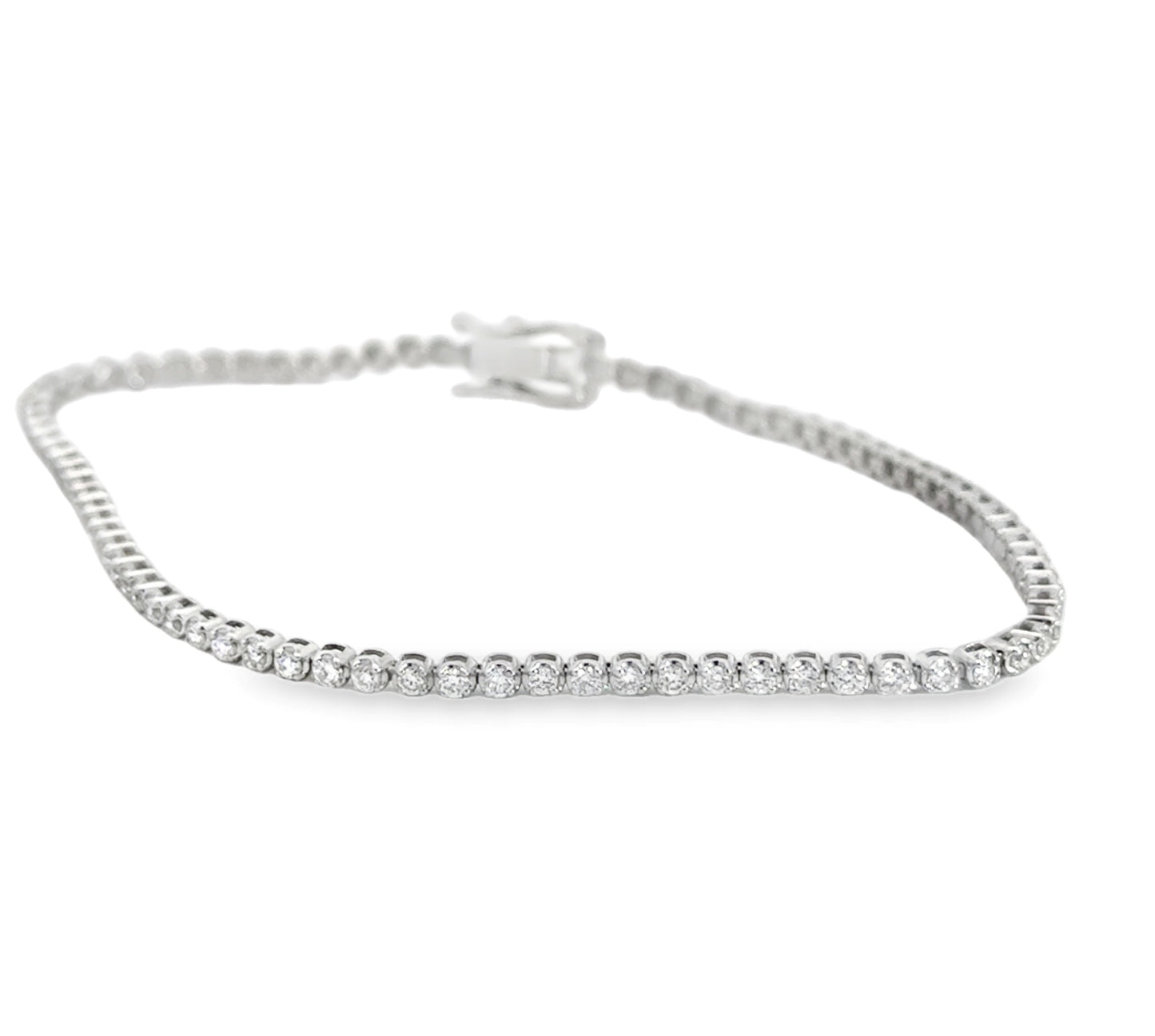 14K White Gold Diamond Tennis Bracelet - 1.28 Carats