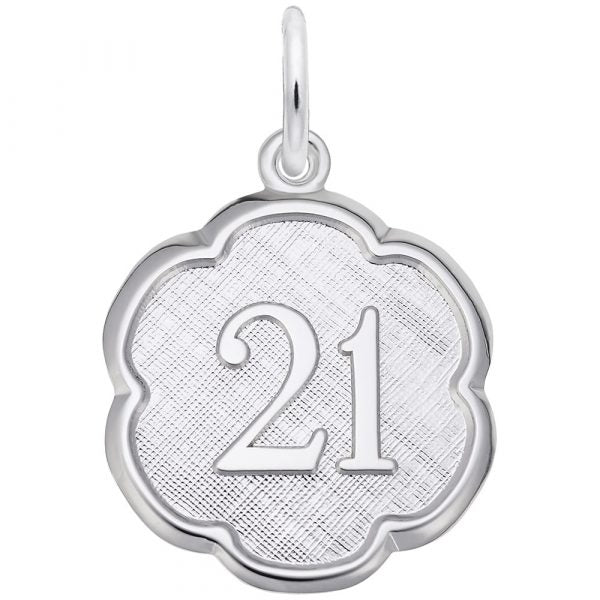 Number Twenty One Scalloped Disc Charm