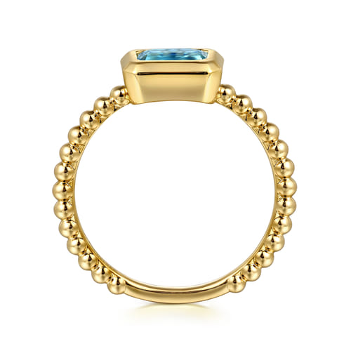 14K Yellow Gold Blue Topaz Bujukan Promise Ring