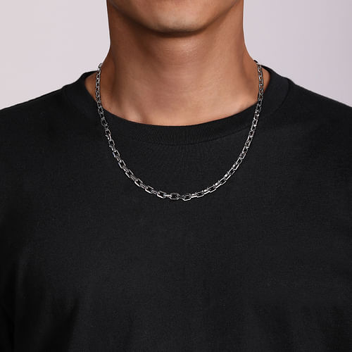 22" 925 Sterling Silver Faceted Chain Necklace