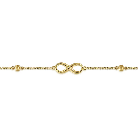 14K Yellow Gold Bujukan Chain Bracelet with Infinity Station