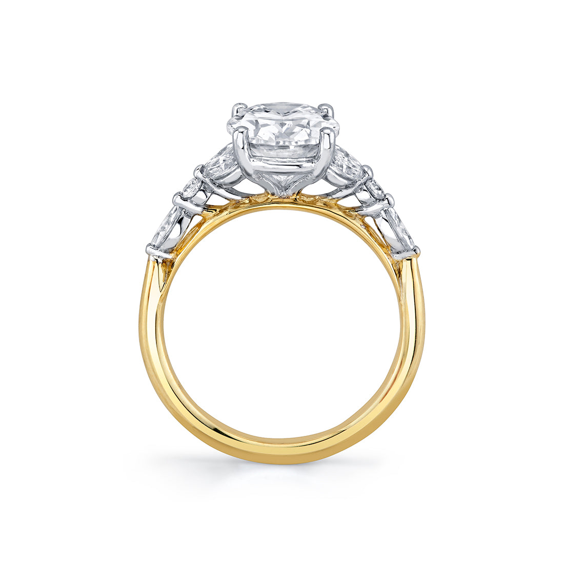 14K Two Tone Gold Oval Diamond Engagement Ring - 0.53 Carats