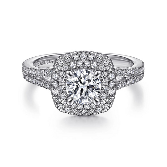 Bette - 14K White Gold Round Double Halo Diamond Engagement Ring