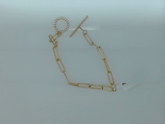 14KY GOLD AND DIAMOND PAPERCLIP LINK BRACELET