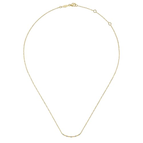 14K Yellow Gold Diamond Stations Bar Necklace