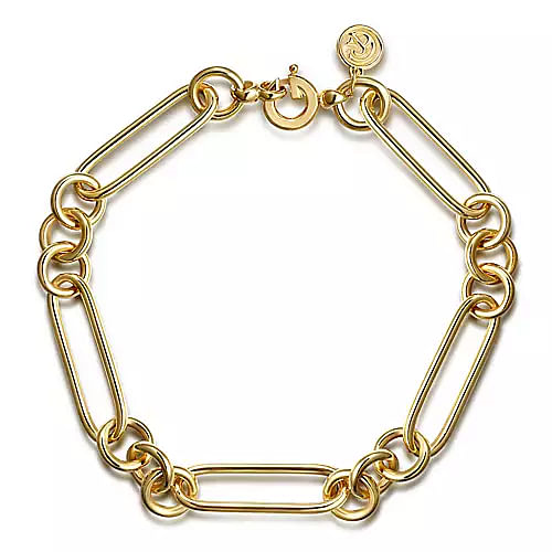 Gabriel & Co | 14K Yellow Gold Hollow Tube Link Chain Bracelet