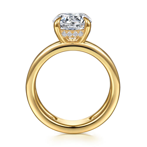 14K Yellow Gold Diamond Engagement Ring Mounting – Contemporary Collection (Hidden Halo, .10 CTW Accent Diamonds)