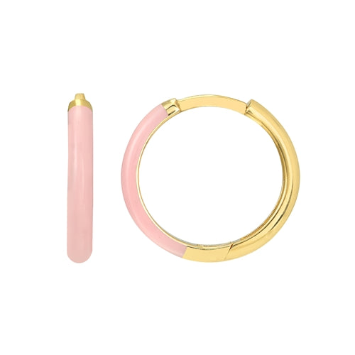 Midas | 14K Yellow Gold and Light Pink Enamel Hoops