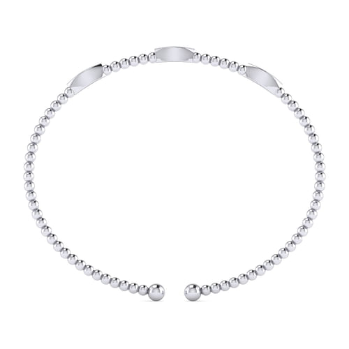 14K White Gold Bujukan Diamond Marquise Stations Bangle