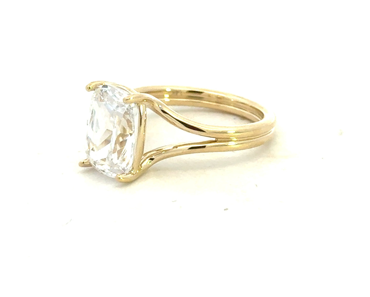 14K Yellow Gold Cushion Shaped Diamond Engagement Ring