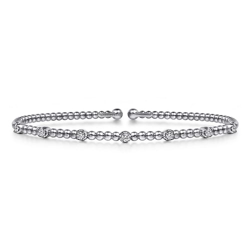 14K White Gold Bujukan Diamond Stations Bangle