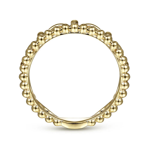 14K Yellow Gold Bujukan Bead Crown Ring