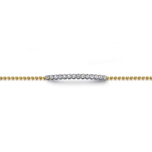 14K White and Yellow Gold White Sapphire Bar Bracelet