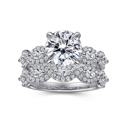 14K White Gold Diamond Wedding Band