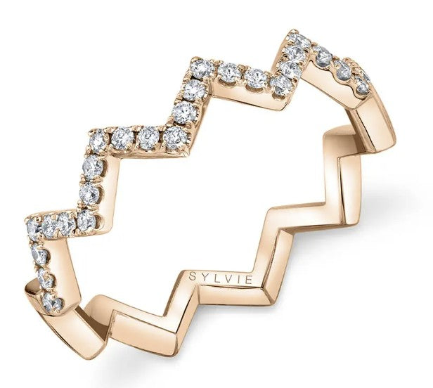 14K Rose Gold Diamond Chevron Ring - 0.22 Carats