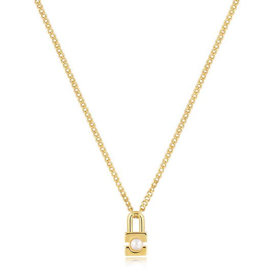 Ania Haie | Gold Pearl Padlock Necklace
