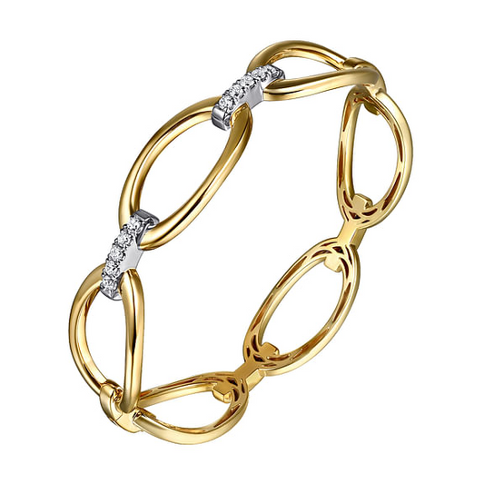 14K White & Yellow Gold Diamond Link Bangle