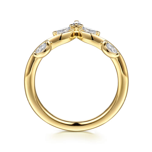 14K Yellow Gold Marquise Diamond Anniversary Band – Floral Nouveau Collection (.24 CTW)