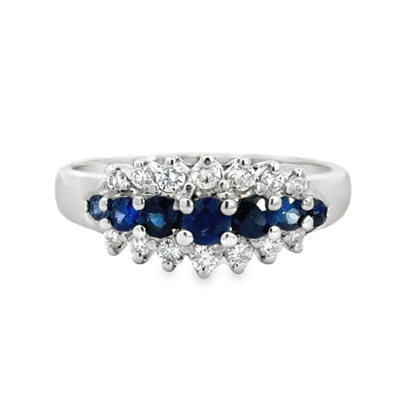 14K White Gold Diamond and Sapphire Ring