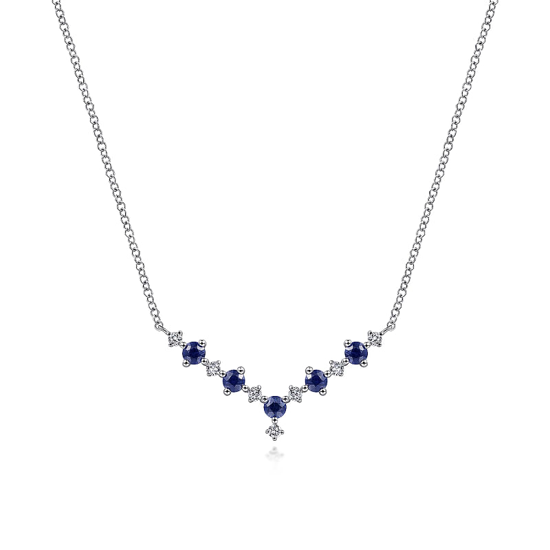 14K White Gold Diamond Chevron Necklace