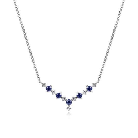 14K White Gold Diamond Chevron Necklace