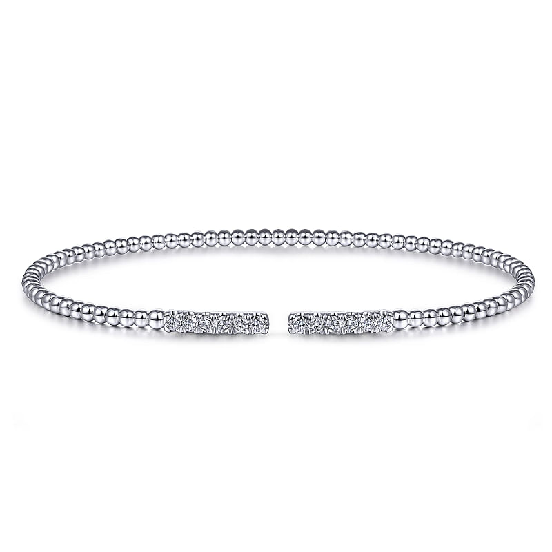14K White Gold Bujukan Diamond Bars Bangle