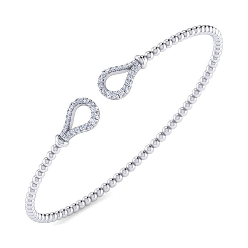 14K White Gold Diamond Bangle