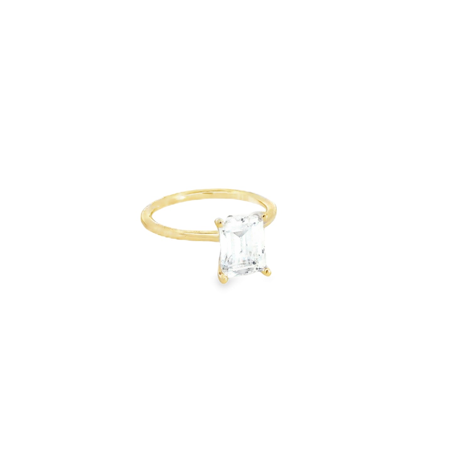 14K Emerald Cut Solitaire Diamond Engagement Ring