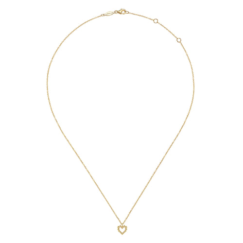 Gabriel & Co | 14K Yellow Gold Bujukan Bead Open Heart Pendant Necklace