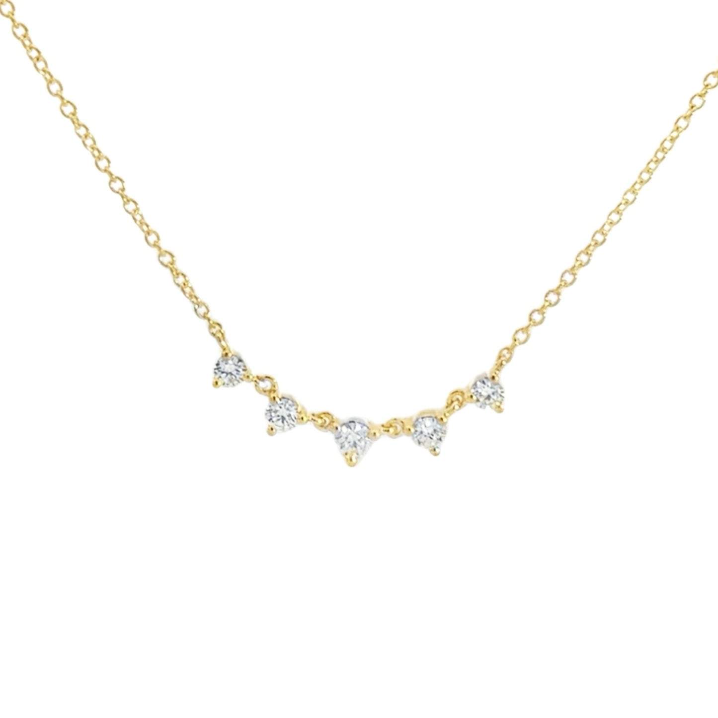 14K Diamond Five Stone Necklace