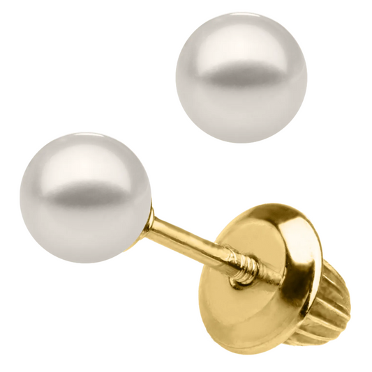 14K Gold Pearl Earrings