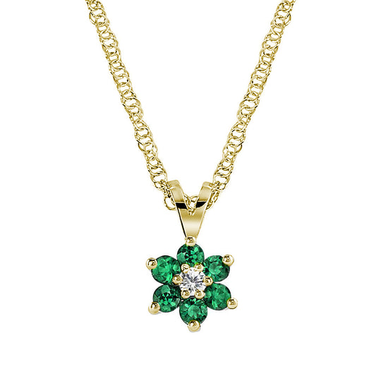 David Connolly | Flower Inspired Round Emerald and Diamond Pendant